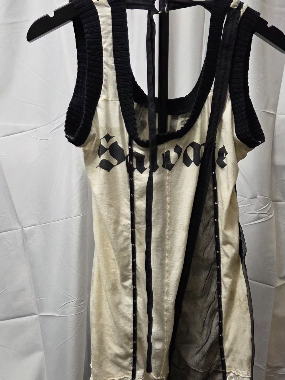 VTG 2000s Salvage Skull Mesh Detail Tunic Mini Dress - M - Picture 2 of 9